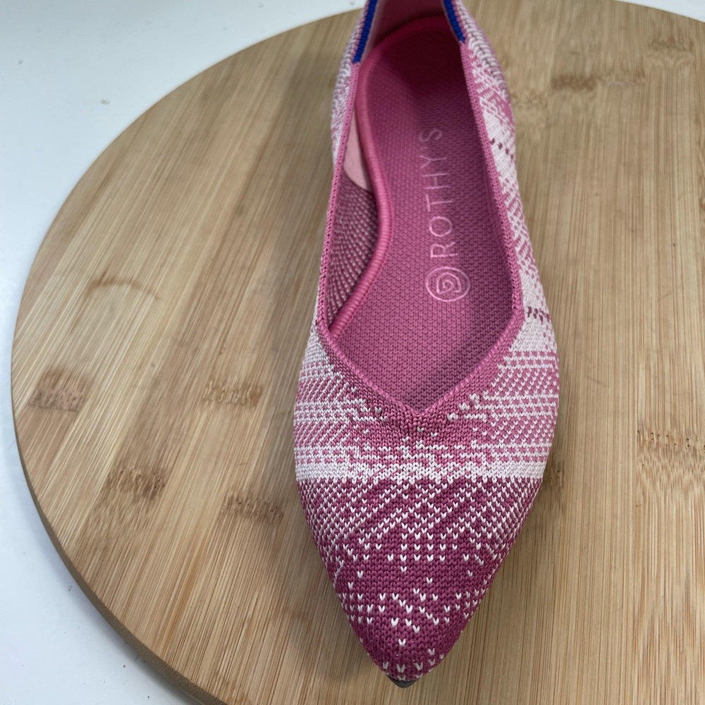 Rothy's Pink Point Plaid Singular Shoe Sz W7